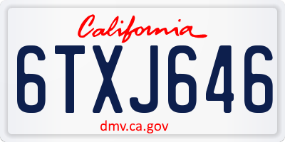 CA license plate 6TXJ646