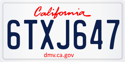 CA license plate 6TXJ647