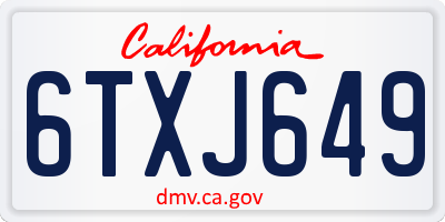 CA license plate 6TXJ649