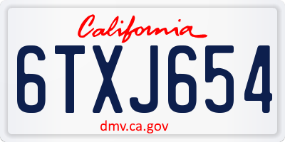 CA license plate 6TXJ654
