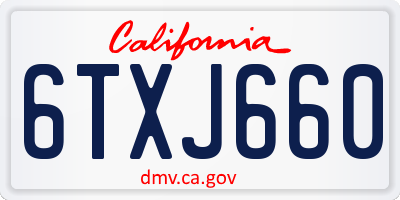 CA license plate 6TXJ660