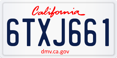 CA license plate 6TXJ661