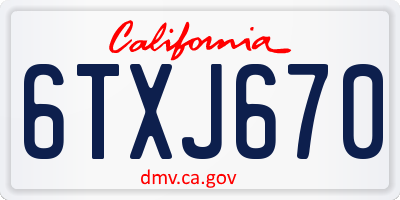 CA license plate 6TXJ670