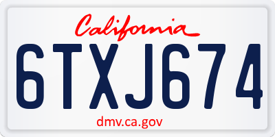 CA license plate 6TXJ674