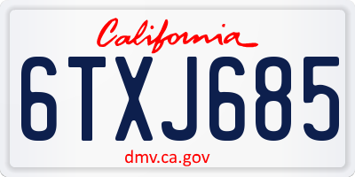 CA license plate 6TXJ685