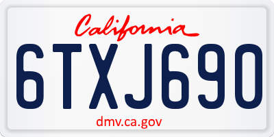 CA license plate 6TXJ690