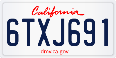 CA license plate 6TXJ691