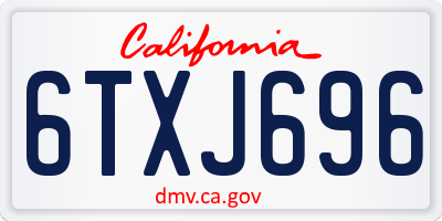 CA license plate 6TXJ696