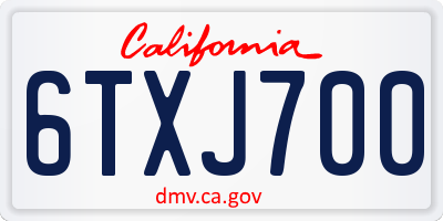 CA license plate 6TXJ700