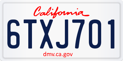 CA license plate 6TXJ701