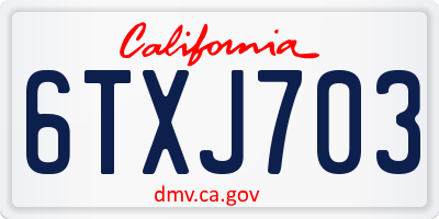 CA license plate 6TXJ703