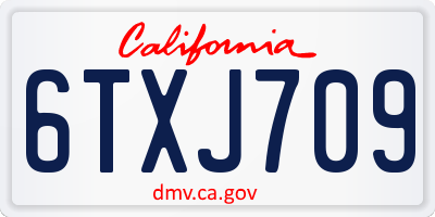 CA license plate 6TXJ709