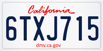 CA license plate 6TXJ715