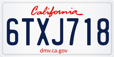CA license plate 6TXJ718