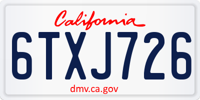 CA license plate 6TXJ726