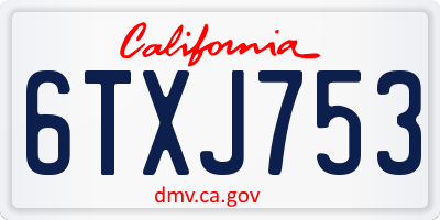 CA license plate 6TXJ753