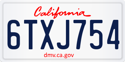 CA license plate 6TXJ754