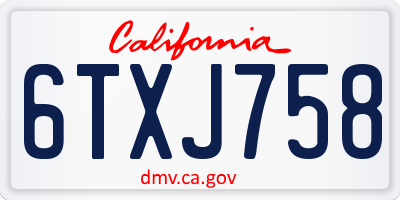 CA license plate 6TXJ758