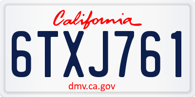 CA license plate 6TXJ761