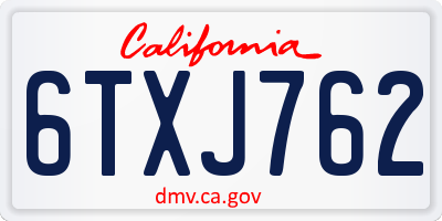 CA license plate 6TXJ762