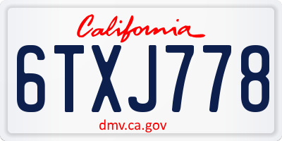 CA license plate 6TXJ778