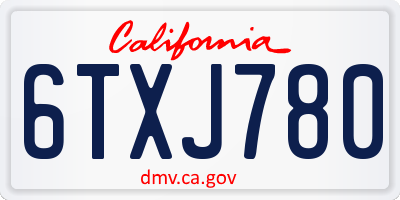 CA license plate 6TXJ780