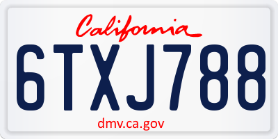 CA license plate 6TXJ788