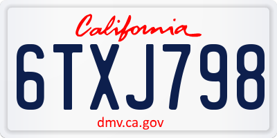 CA license plate 6TXJ798