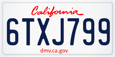 CA license plate 6TXJ799