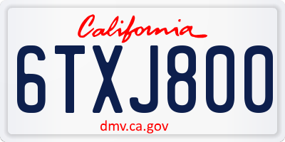 CA license plate 6TXJ800