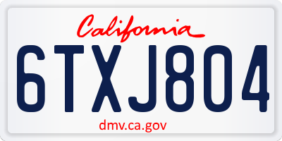 CA license plate 6TXJ804