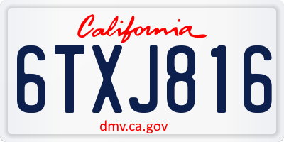 CA license plate 6TXJ816