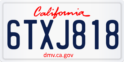 CA license plate 6TXJ818