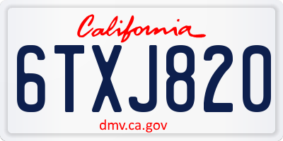 CA license plate 6TXJ820
