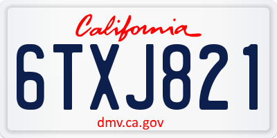 CA license plate 6TXJ821