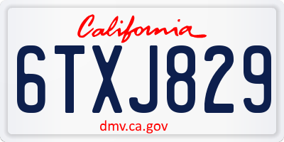 CA license plate 6TXJ829