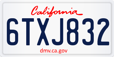 CA license plate 6TXJ832