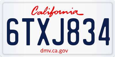CA license plate 6TXJ834