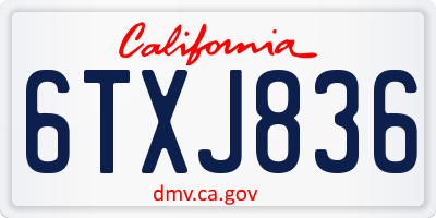 CA license plate 6TXJ836