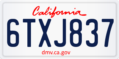 CA license plate 6TXJ837
