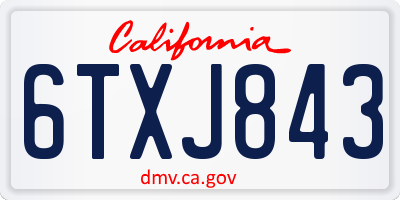 CA license plate 6TXJ843