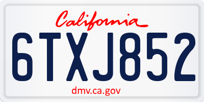 CA license plate 6TXJ852