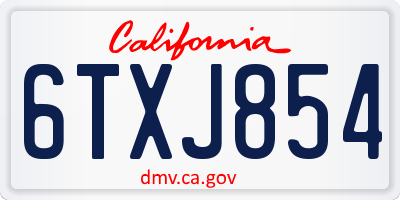 CA license plate 6TXJ854