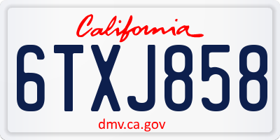 CA license plate 6TXJ858