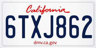 CA license plate 6TXJ862