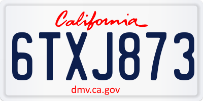 CA license plate 6TXJ873