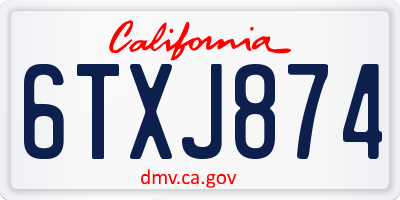 CA license plate 6TXJ874