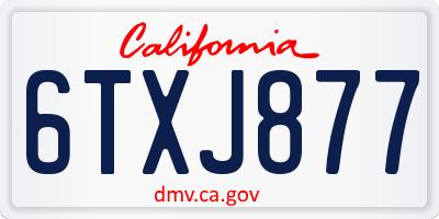 CA license plate 6TXJ877