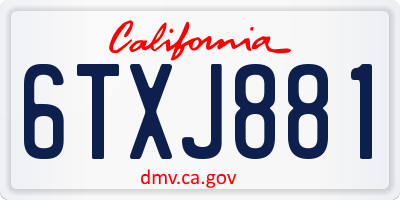 CA license plate 6TXJ881