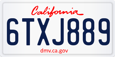 CA license plate 6TXJ889